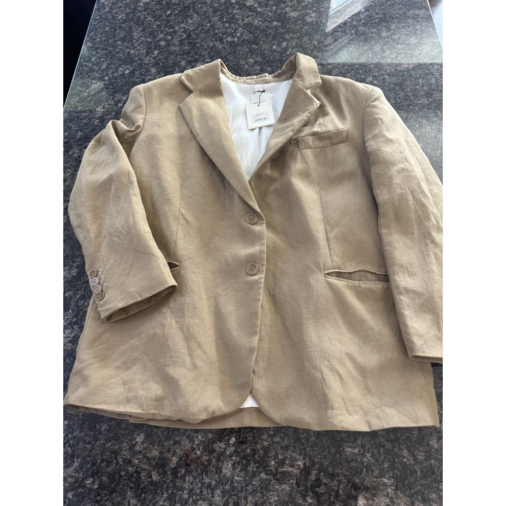 Sandro Sub Linen Blend Blazer Women's Terre Size 36 FR Us 4 Small - Picture 2 of 13
